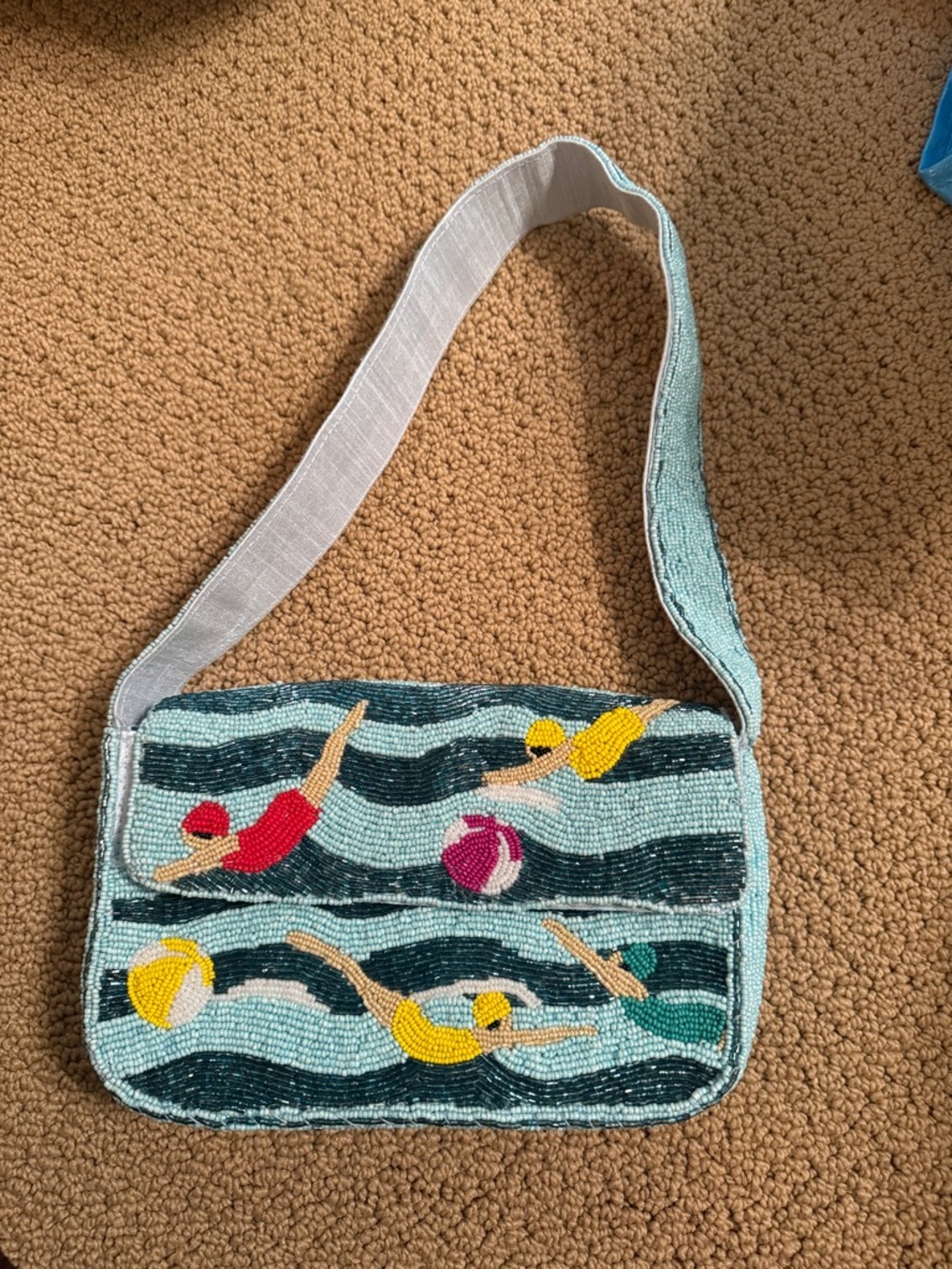 Swimmer beaded bag